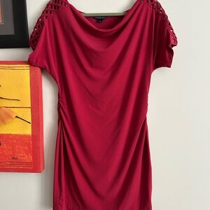 Banana Republic Red Blouse with Cut-Out Shoulders